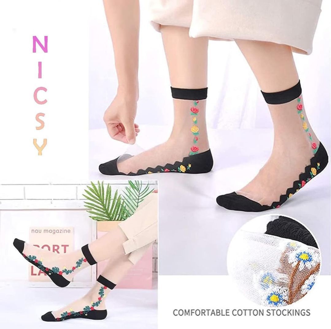 High-Quality Fancy Ladies Socks Comfortable Breathable Ankle Socks for Woman Soft Sport Short Ladies Socks Fancy Ladies Net Silk Anti-Slip Socks For Girls Korean Style Ladies Socks Fancy Low Cut Socks For Women . Ratings 361 Answered Questions