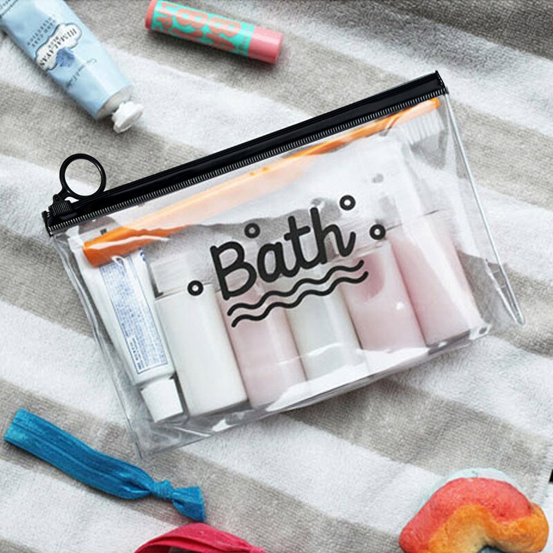 Transparent PVC Bags Waterproof Floral Cosmetic Bag Travel Makeup Organizer Women Zipper Toiletry Bag Make Up Bath Beauty Case