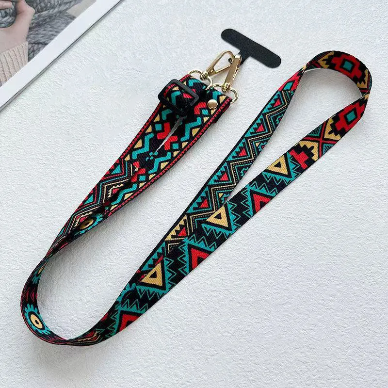 Anti-Lost Upgraded Version Of Retro Pattern Diagonal Strap Adjustable Anti-drop Mobile Phone Long Lanyard Hanging Neck Lanyard To Prevent Losing Rope Mobile Phone Pendant