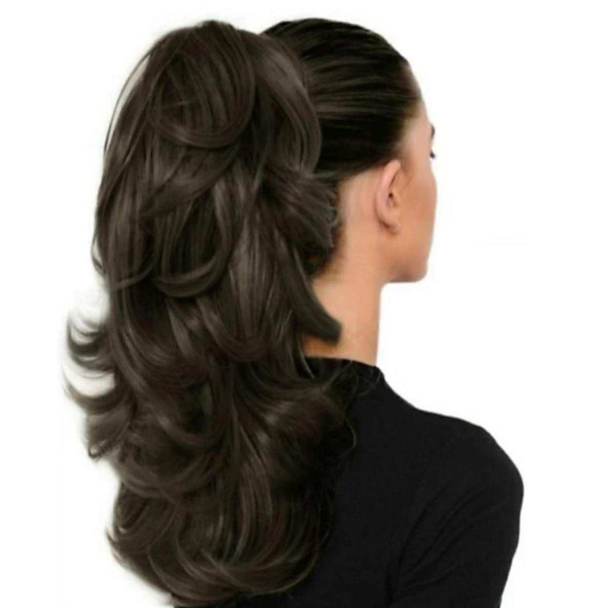 catcher jaw clip Hair Extension Dark Brown - Long Hair Wig Attractive Feather Cut Multistep for girls