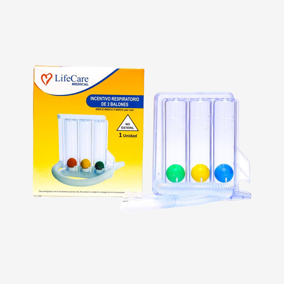 Lifecare Breathing Trainer Device Exercise Breathing Exerciser Lung Three Ball Incentive Respiratory Incentive Training Spirometer