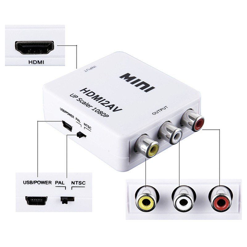 HDMI to AV Convertor / Full HD 1080P Portable HDMI to AV RCA Adapter Audio Converter Box