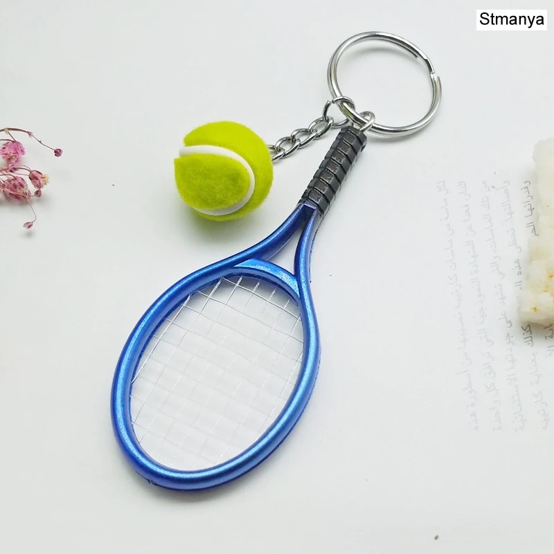 Mini Tennis Racket Pendant Keychain Keyring Key Chain Ring Finder Holer
