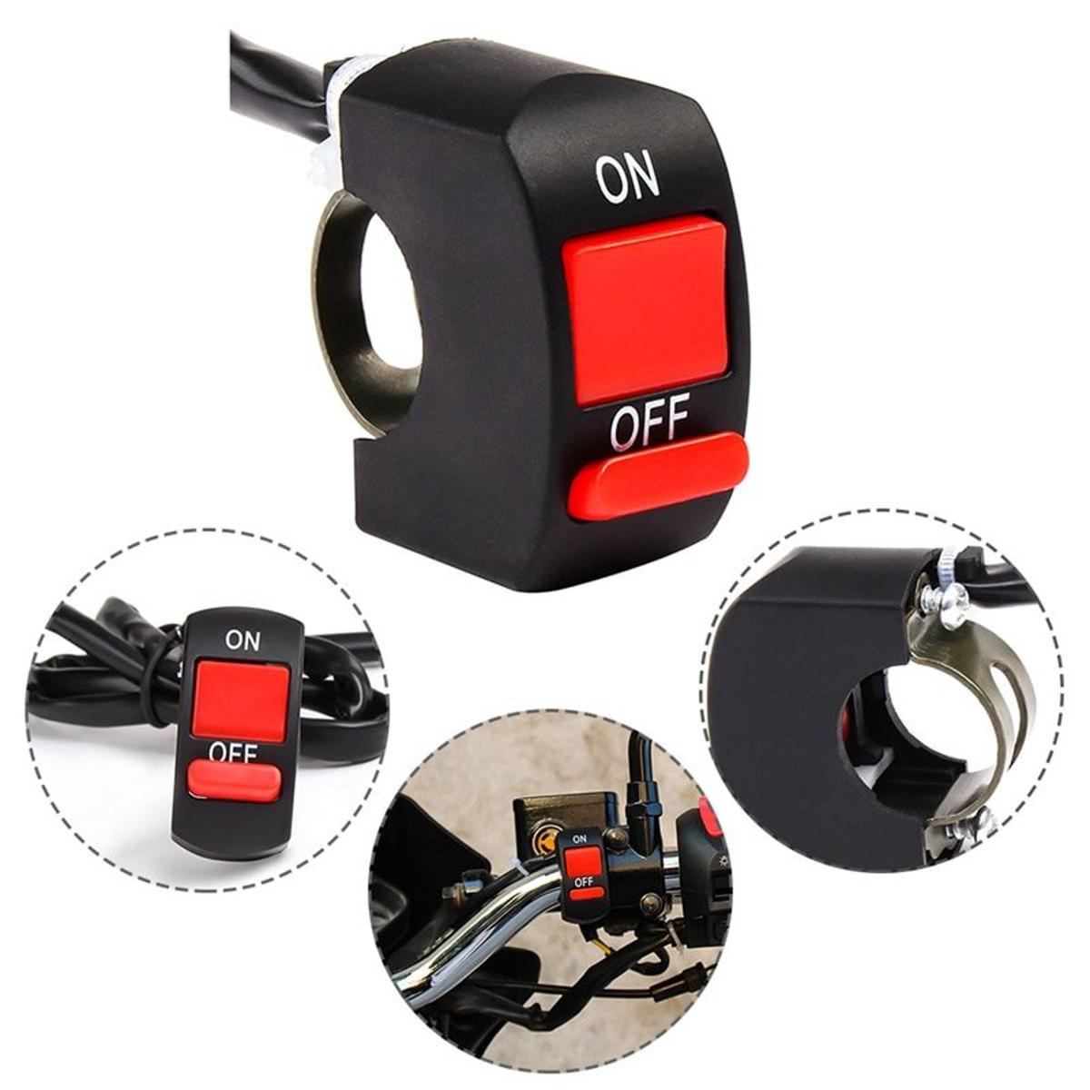 Universal Motorcycle Handlebars Switch ON/OFF Button Connector 12V Bike Handle Bar Stop Switch For LED Spotlight