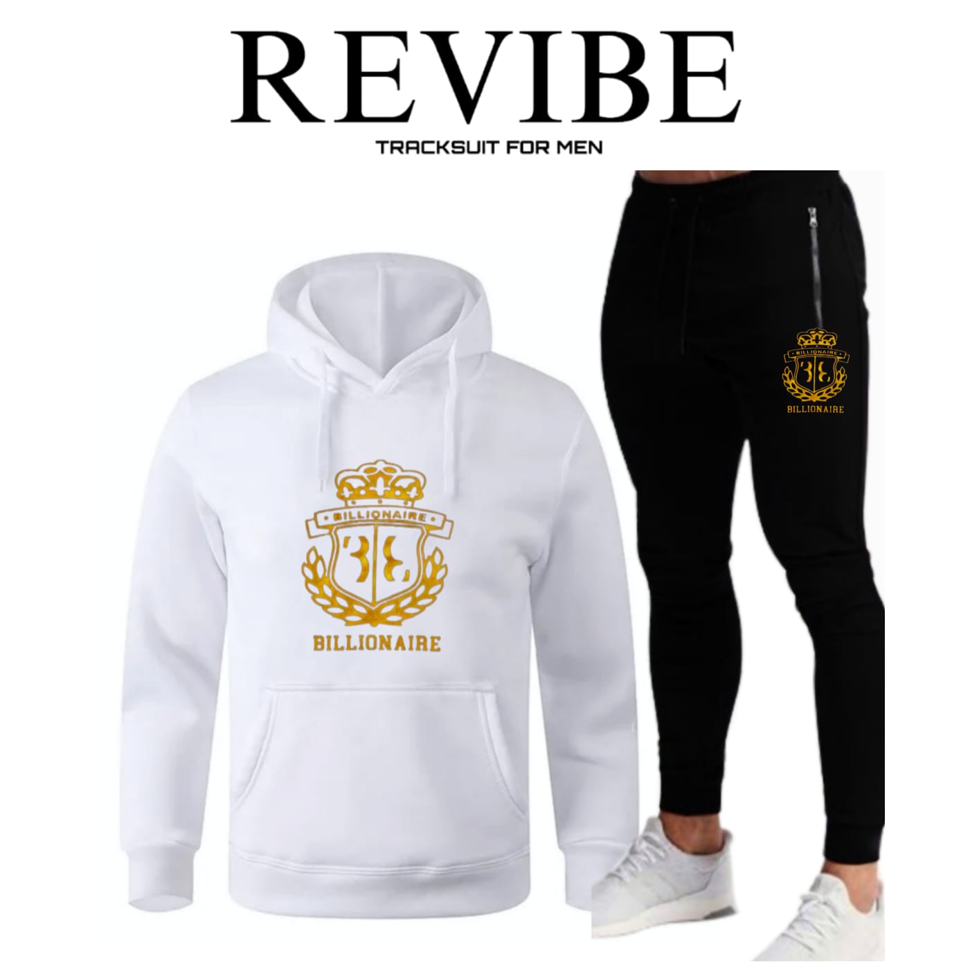 REVIBE - White Trendy Printed Tracksuit For Men - Hoodies For Men