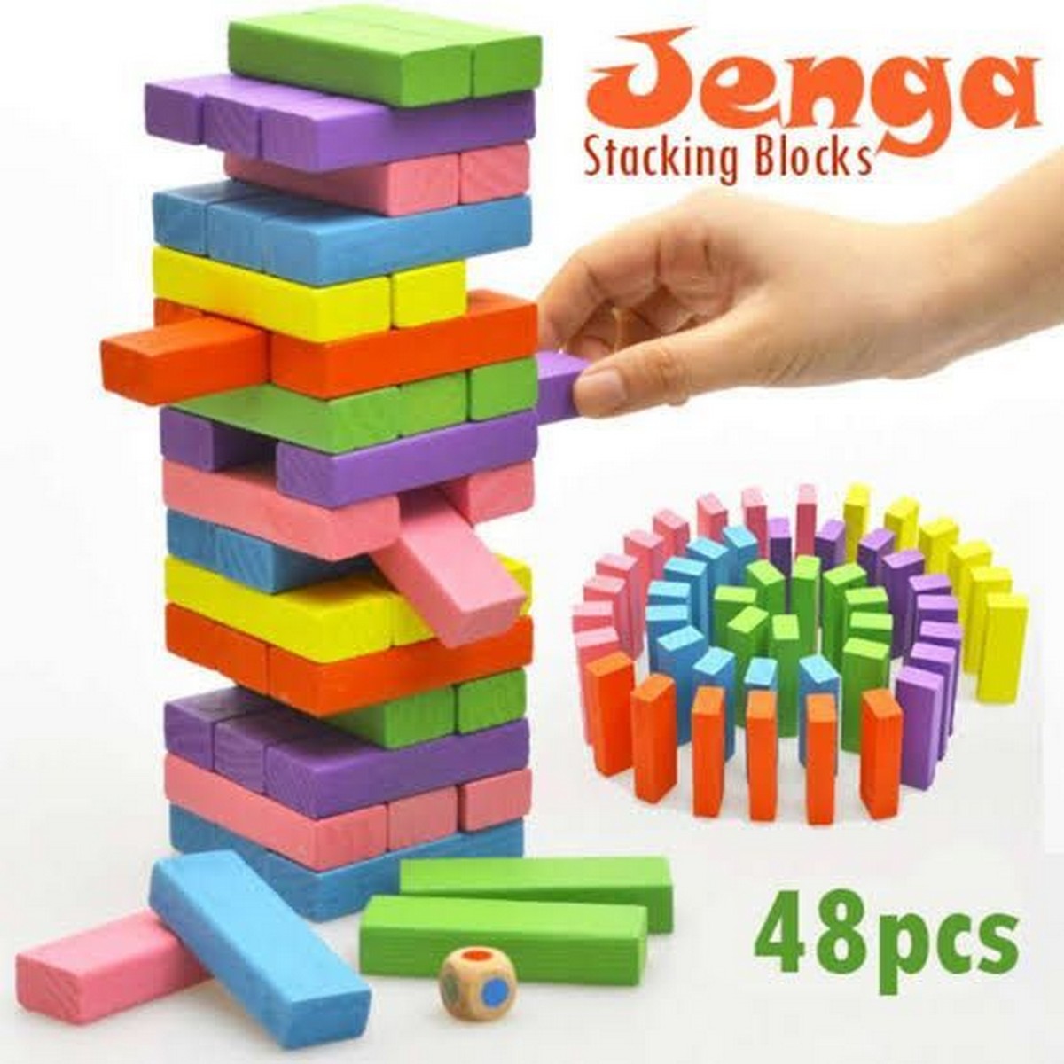Wooden Jenga Tower Blocks Game | Stacking Building Blocks | Family Party Game | Educational Balance Game for Kids & Adults | Wooden Tumbling Tower