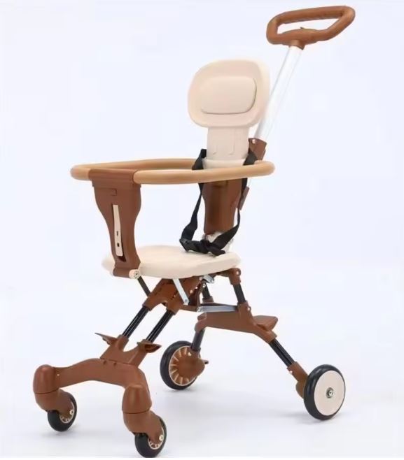 Beauenty Two-Way Push Compact Stroller, 4-Wheel Anti-Rollover Baby Buggy with Adjustable Canopy, Easy Folding Lightweight Toddler Stroller for Airplane Travel, Shopping, Walking