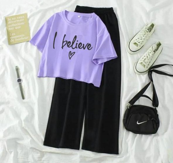Summer Printed Crop Top & Flapper Sleepwear Set for Women