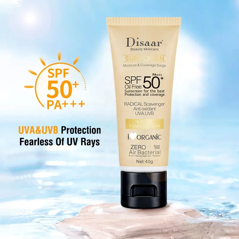 Disaar SPF 50 Natural Sun Protection Tinted Foundation Whitening Moisturizing Organic Sunscreen Sun Cream Sunblock For All Skin DS313-1