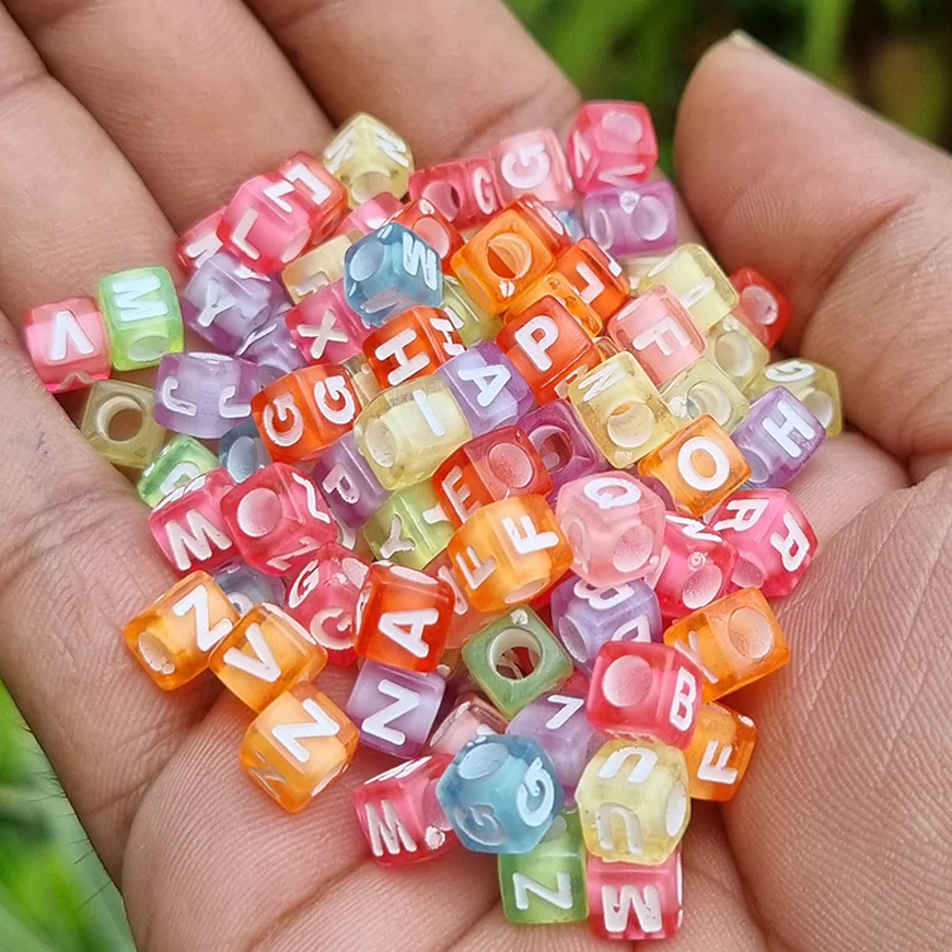 50-100Pcs Random Mixed Letter Acrylic Beads Flat Round Alphabet Charms Beads For Bracelet Necklace Jewelry Making KS