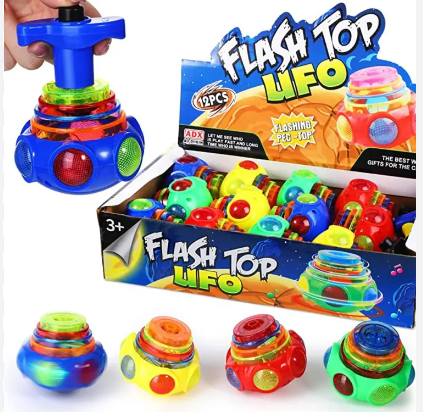 Flashing UFO Spinning Top Set with Light and Music For kids