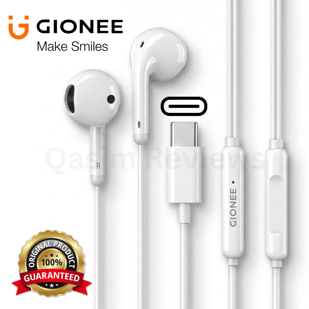 Original Gionee Type C Handsfree | In-Ear Type C Headset Headphones | Earphones | Type-C Earphone | C Type Handfree with Built-in Microphone | Dual Driver Earbuds USB-C | Compatible for Phone 15,16,17 series All Mobiles Phone Compatible - Mobile Handfree
