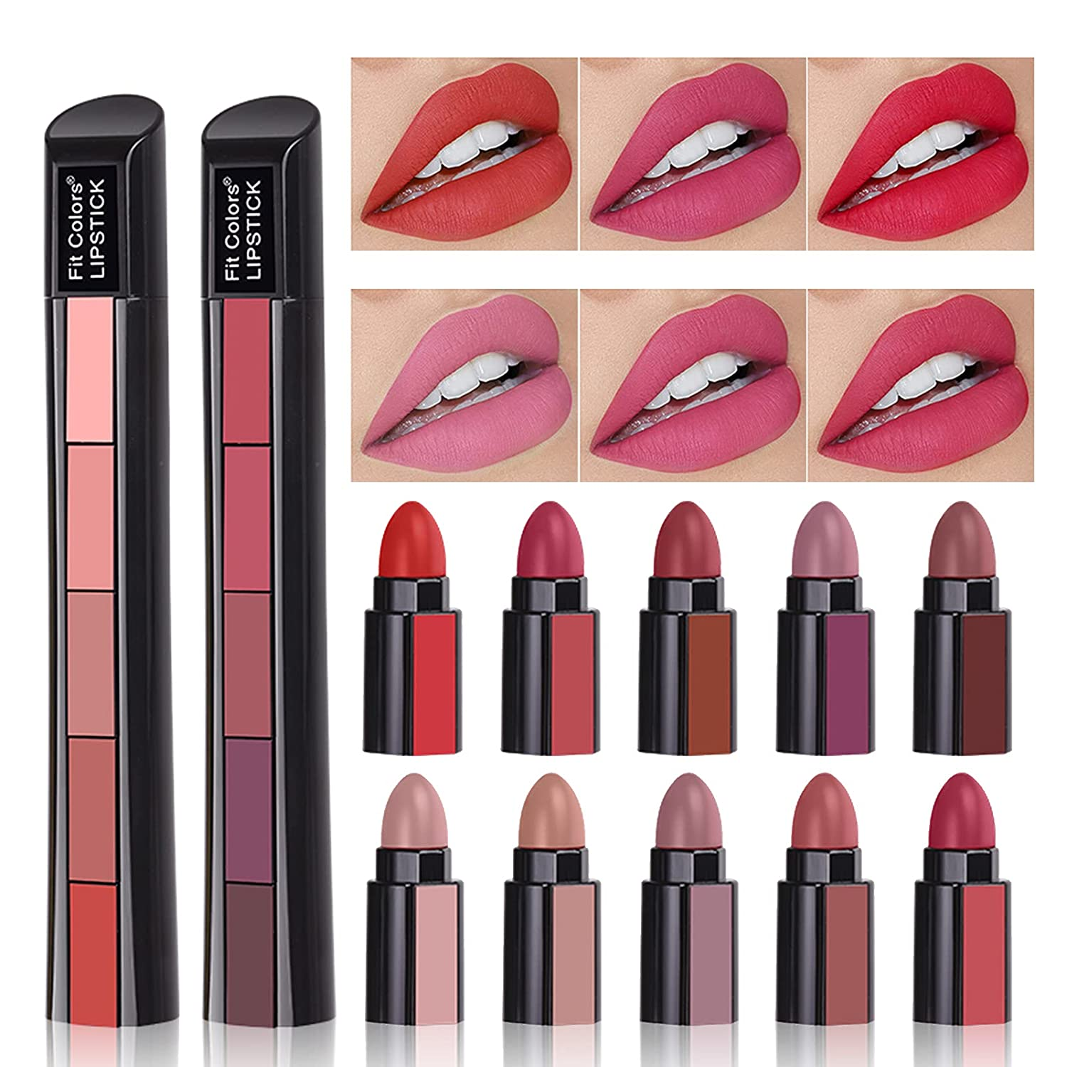 5 in 1 Lipstick Set – Matte & Waterproof Mini Lipsticks | Long Lasting, Non-Fading, Velvet Smooth Texture | Red, Pink, Brown, Maroon Shades | Compact & Travel-Friendly Pen Lipstick Kit for Women | Daily Wear & Party Makeup Essential Lipstick Pack price in Pakistan