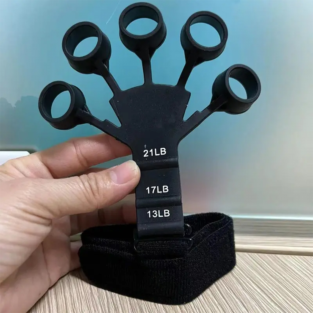 Dynamic Life Silicone Finger Gripper & Hand Strengthener| Finger Exerciser Guitar Band| Patients Rehabilitation Grip Strength Trainer with Different Resistance Levels| 5 Finger Hand Wrist Forearm Trainer Home & Gym Workout