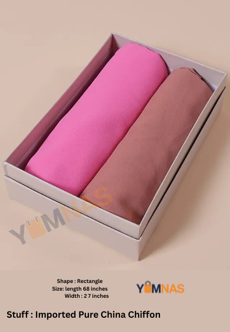2 HIJAB SET Chiffon Scarf for Women – Plain Hijab, Solid Color Wrap, Lightweight Muslim Headscarf & Fashion Shawl for Everyday Wear