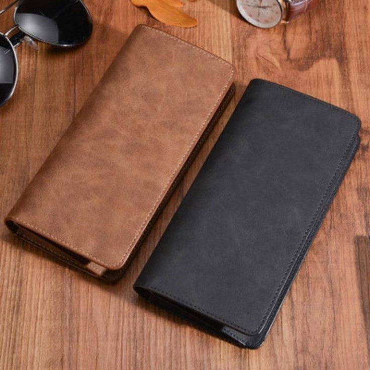 Long Leather Bifold Wallet for Men - Premium PU Leather Men's Wallet | Slim Card Holder | Cash Pocket | ID Window | Stylish Business Wallet | Gift for Men