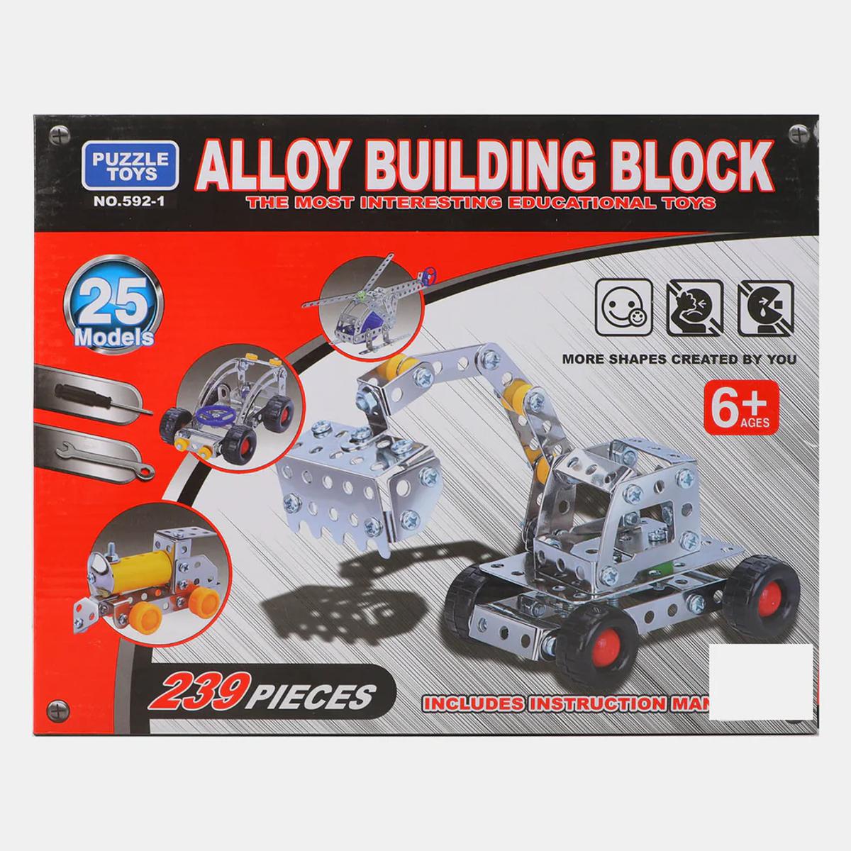 Alloy Puzzle Building Block Toys - Alloy Mechano Blocks Toy for Kids - Build, Create, and Explore with 25 Models and 239 Pieces