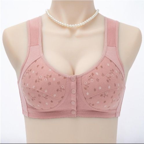 Breathable Seamless 3-Button Front Opening Nursing Bra for Maternity Support