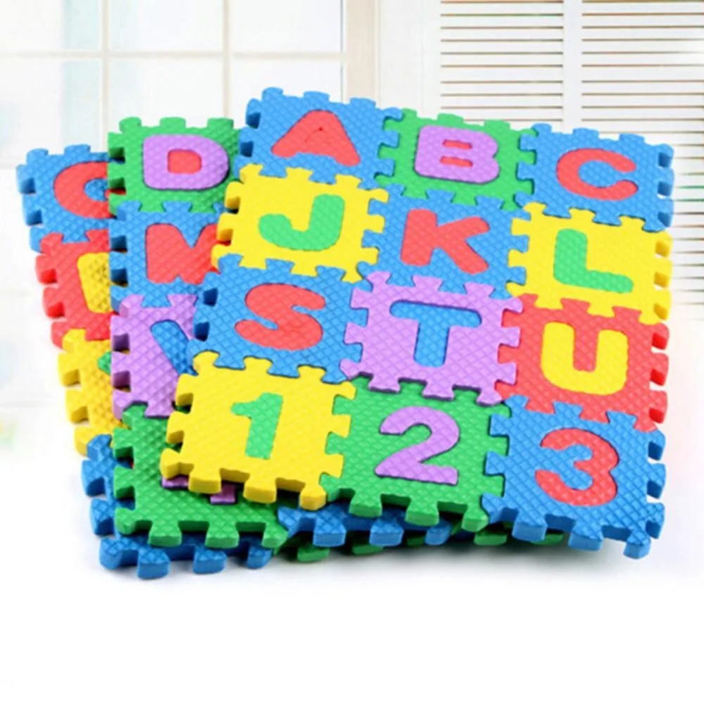 36 Pieces Mini EVA Foam Alphabet Letters Numbers Mat Baby Soft Mat 3D Puzzle Educational Toys for Children