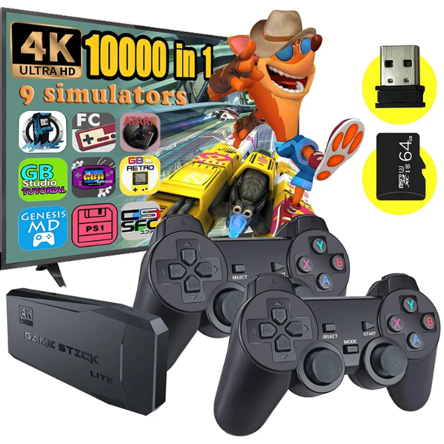 M8 Retro Game Consoles 4K 2.4G Double Wireless 10,000 Games 64GB Retro Classic Gaming Gamepads Controllers - M8 Video Game