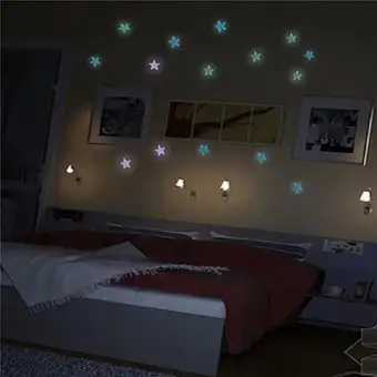 Pack Of 300 Fluorescent Night Glowing Stars Wall Sticker Glow In The Dark Stars For Ceiling Or Wall Stickers Glowing Wall Decals Stickers Room