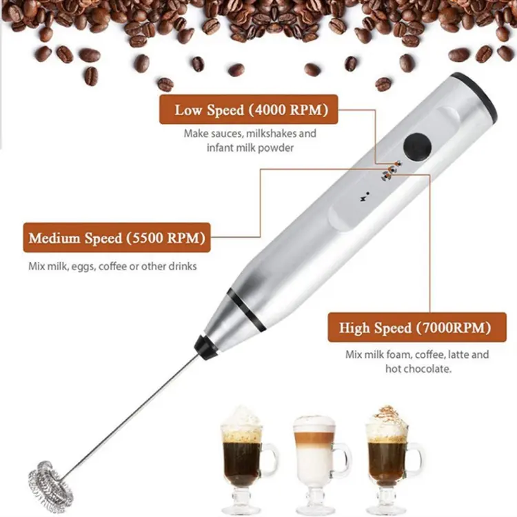 Milk Frother Handheld Coffee Frother Electric Whisk, USB Rechargeable Foam  Maker Bubbler Egg Beater For Hot Chocolate