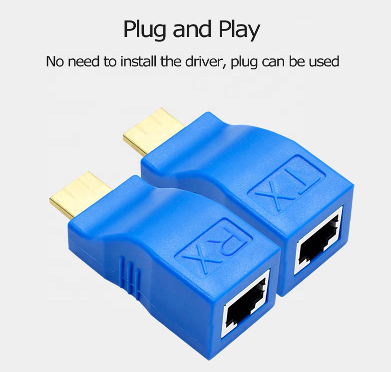 Hdmi Extender To Rj45 Over Cat 5e/6 Network Lan Adapter 30