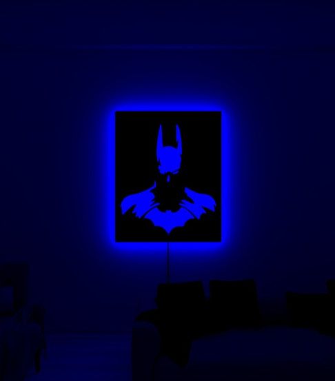Modern LED Batman Silhouette Wall Light - Multi-Color Decorative Light for Gaming Rooms and Kids' Bedrooms