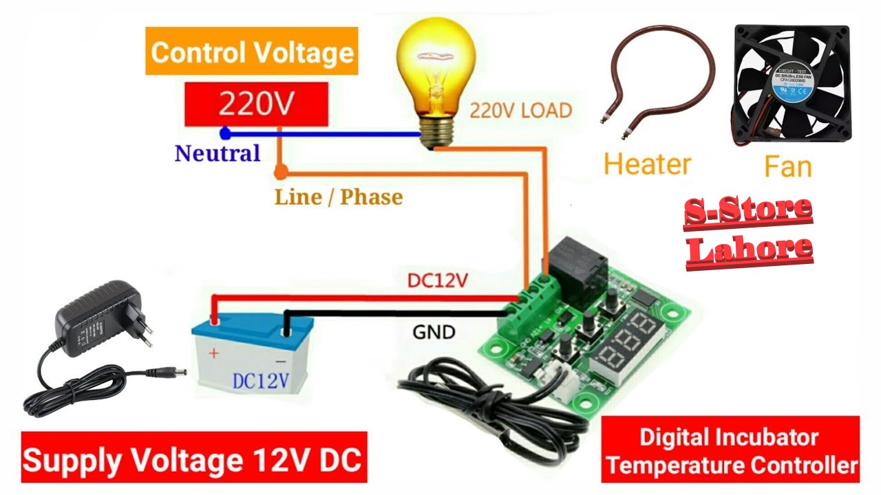 W1209 Temperature Controller DC 12V LED Display Red Digital Thermostat Module with Waterproof NTC Probe egg icubator