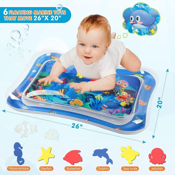 Baby Water Playing Mat | Infant Tummy Time Mat | Soft Inflatable Water Play Mat for Babies | Baby Learning and Fun Mat | Comfortable Baby Tummy Time Water Pad | Safe and Soft Baby Tummy Time Mat