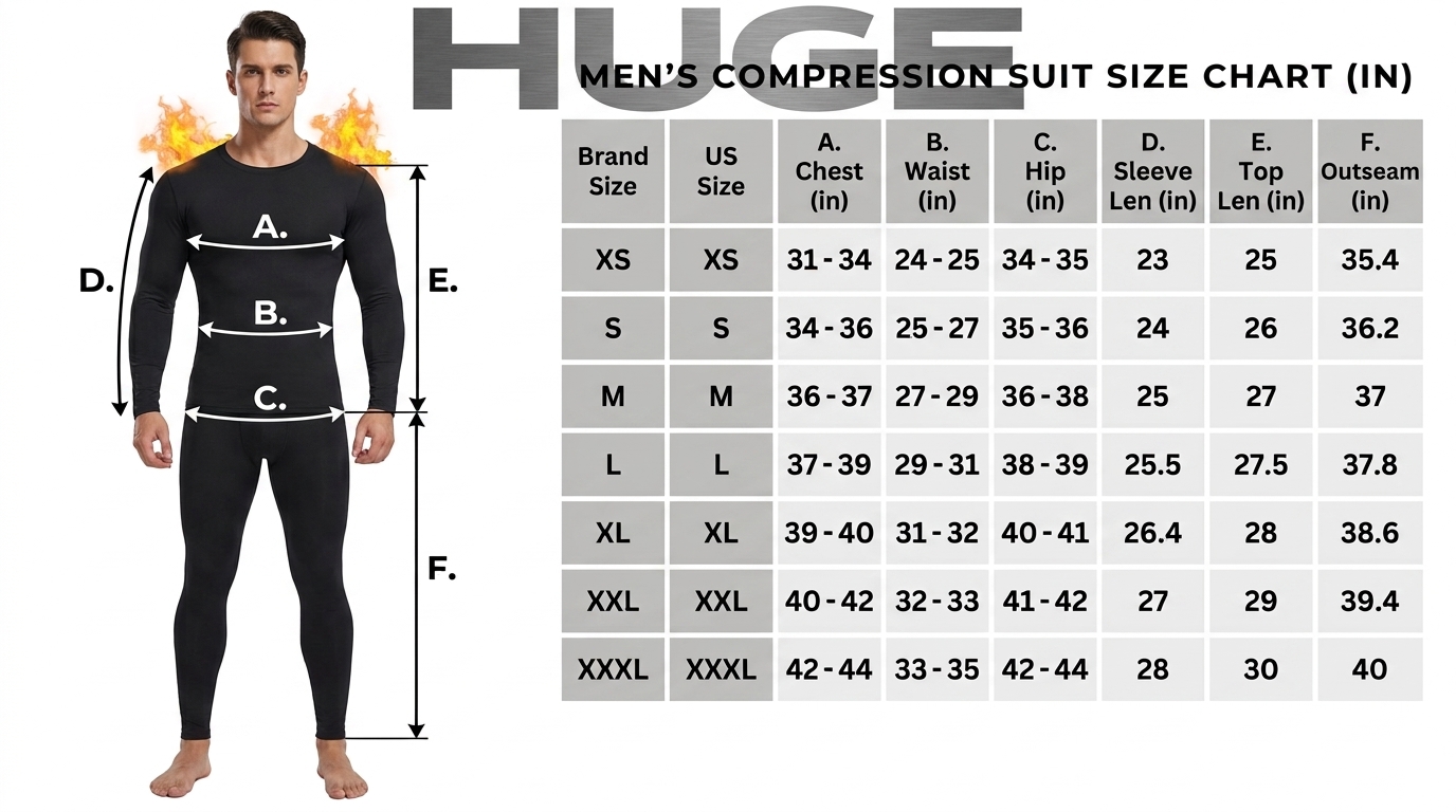 HUGE Ultra Soft Thermal Suit for Men Winter | Fleece Lined Inner Suit Set | Warm Moisture Wicking Long Johns Base Layer | HUGE