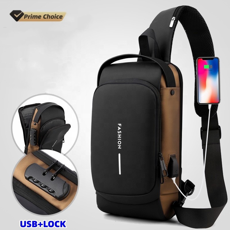 Waterproof Crossbody Shoulder Bag Unisex – Anti-Theft Chest Bag with USB Charging Port for Men, Women, Boys & Girls