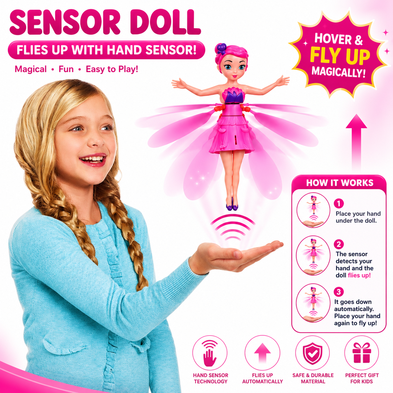 Enchanting LED Light-Up Flying Fairy Princess Doll with Remote Control & Infrared Induction - Ideal Birthday Gift for Kids
