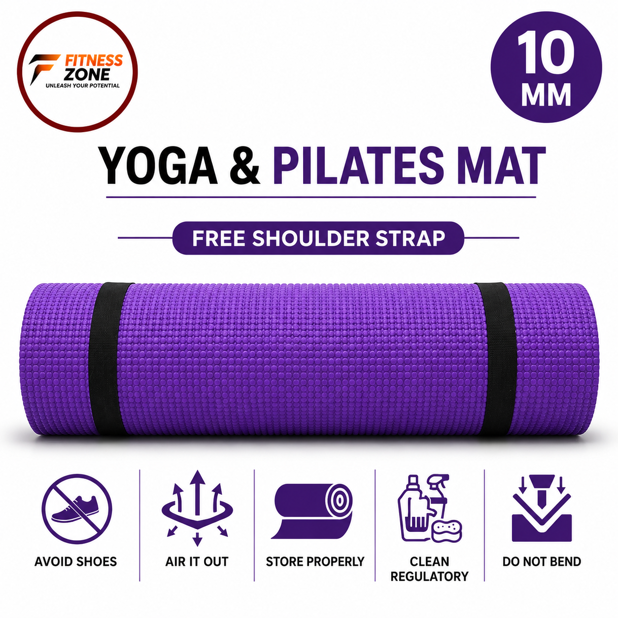 10mm Yoga Mat – Non-Slip, Extra Thick, and Portable  – Premium Comfort & Joint Protection