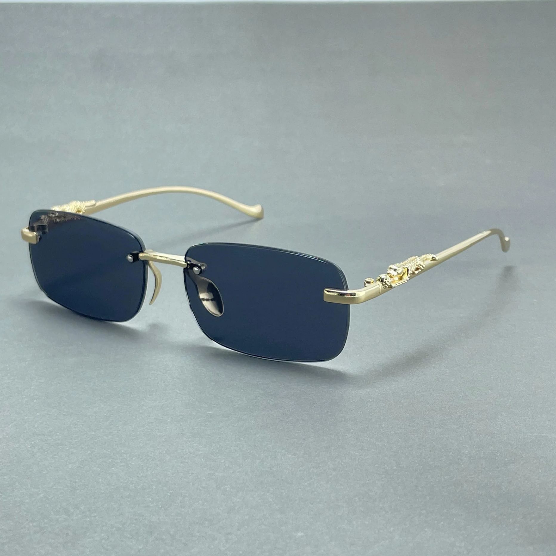 UrbanHive.pk Perfectly Stylish Leopard Print Frameless Sunglasses for Men & Women - Rimless Riding Metal Frame Cheetah Eyewear Glasses for Girls & Boys - Unisex Luxury Fashion Lightweight  Shades for Ladies