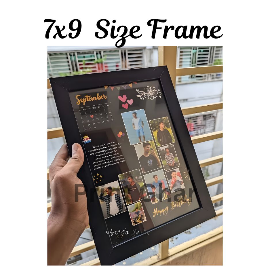 Customized Birthday Photo Frame – Personalized Memory Collage with Calendar & Heart Design