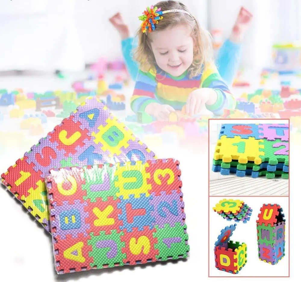 36 Pieces Mini EVA Foam Alphabet Letters Numbers Mat Baby Soft Mat 3D Puzzle Educational Toys for Children