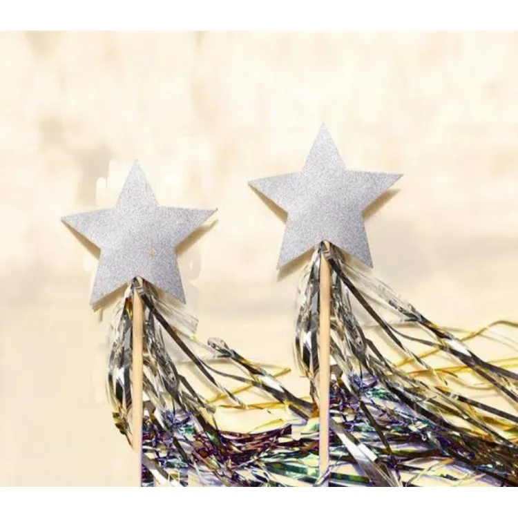 Silver Five Pointed Fairy Magic Wand Star Stick Princess Favor Birthday  Gift Girl Toys Gold Kids Lovely Toys Party Decoration