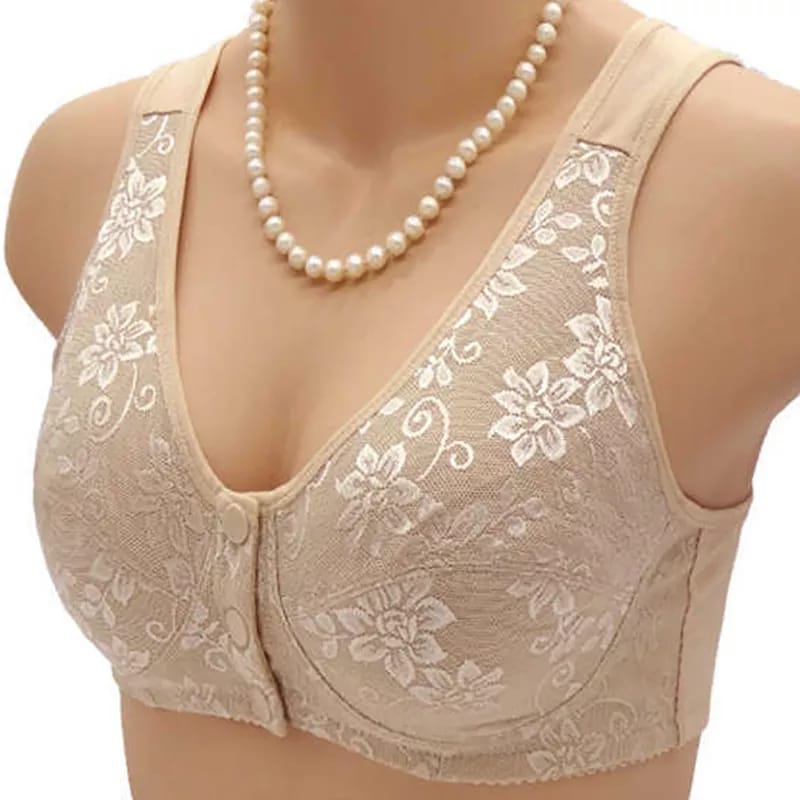 Breathable Seamless 3-Button Front Opening Nursing Bra for Maternity Support