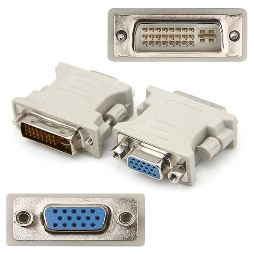 DVI to VGA Adapter Connector - Plug and Play, Dual Display Support, Black