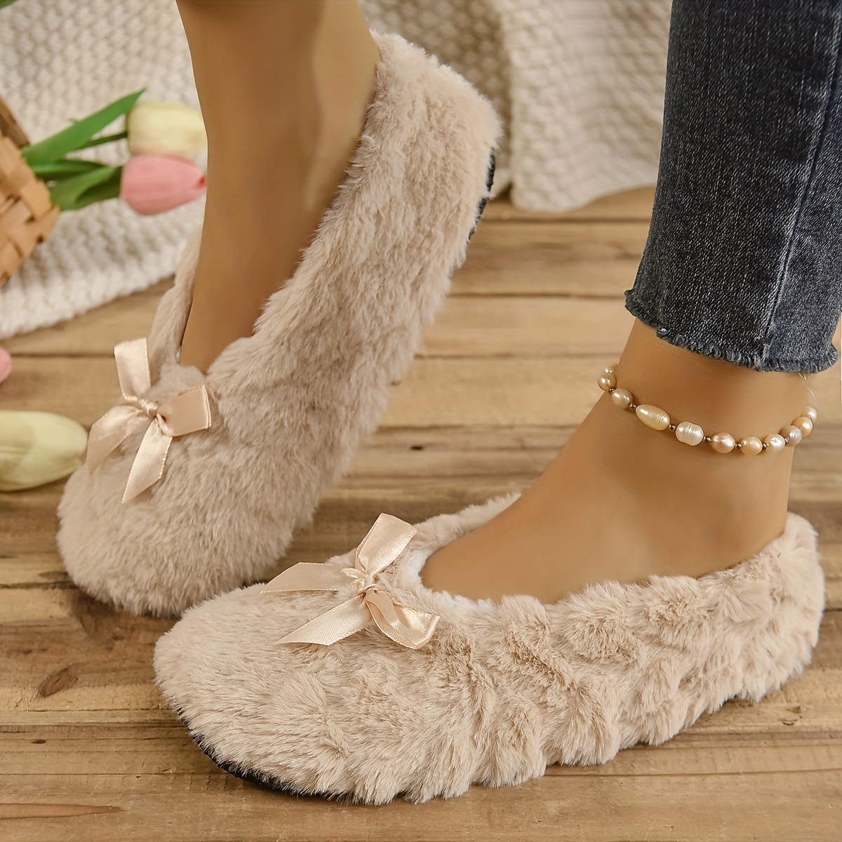 Women's Indoor Soft Plush Slippers Warm Winter Shoes for Comfort