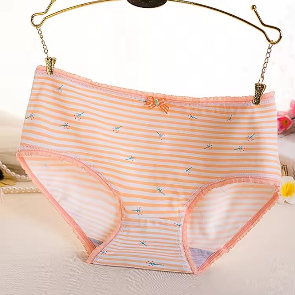100% Cotton Panties for summer– Soft Breathable Floral & Cherry Print Underwear with Bow (M-XL)