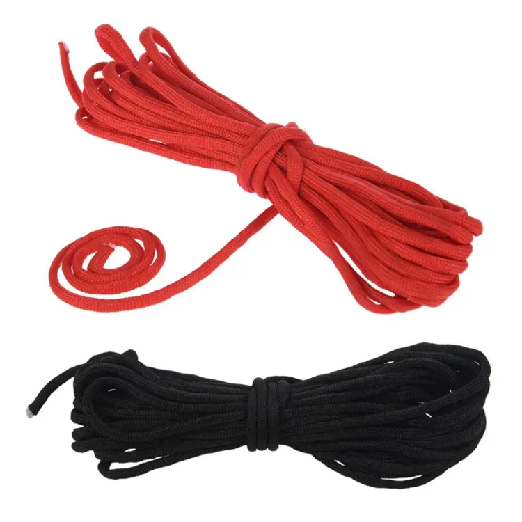 2 Pcs Paracord 550 Parachute Rope 7 Core Strand for Climbing Camping Buckle  Rope 25FT , Black with Red