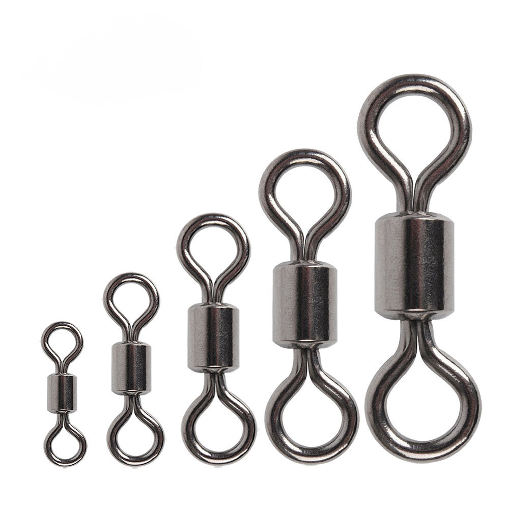 25Pcs Stainless Steel Bearing Rolling Connector Rotate Barrel Swivel Tackle Box Lure Line Tool Set Fishing Accessories Fishhook Fishing Connectors