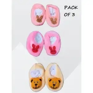 GP (Pack of 3) New Born Baby Booties, Booties Winter Stuff. Random Booties[RANDOM COLOUR+RANDOM DESIGNS]