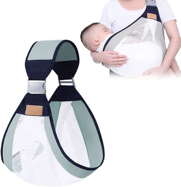 Green 1 Pcs Baby Sling Ergonomic Safe And Secure M Position Comfortable Babywearing Carrier