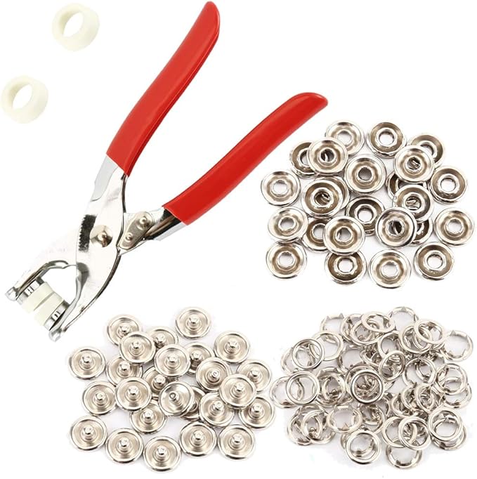 New Premium 50-Piece Metal Snap Button Set with Hand Pressure Pliers – Thickened Five Claw Fasteners for Sewing on Bags, Shoes, Hats, and Garments – Ideal for DIY Crafts and Professional Use