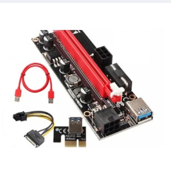 GPU PCIE Riser 1X to 16X PC Graphics Extension Powered Riser Adapter Card for Computer with USB 3.0 Cable & 6 PIN Power Cable for GPU Mining External Image Card Expension pcie slot (G Store) GPU riser for PC computer