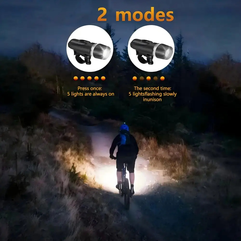 Bicycle Light 5 LED Set Front Headlight Back Taillight MTB Cycling Safety Lamp