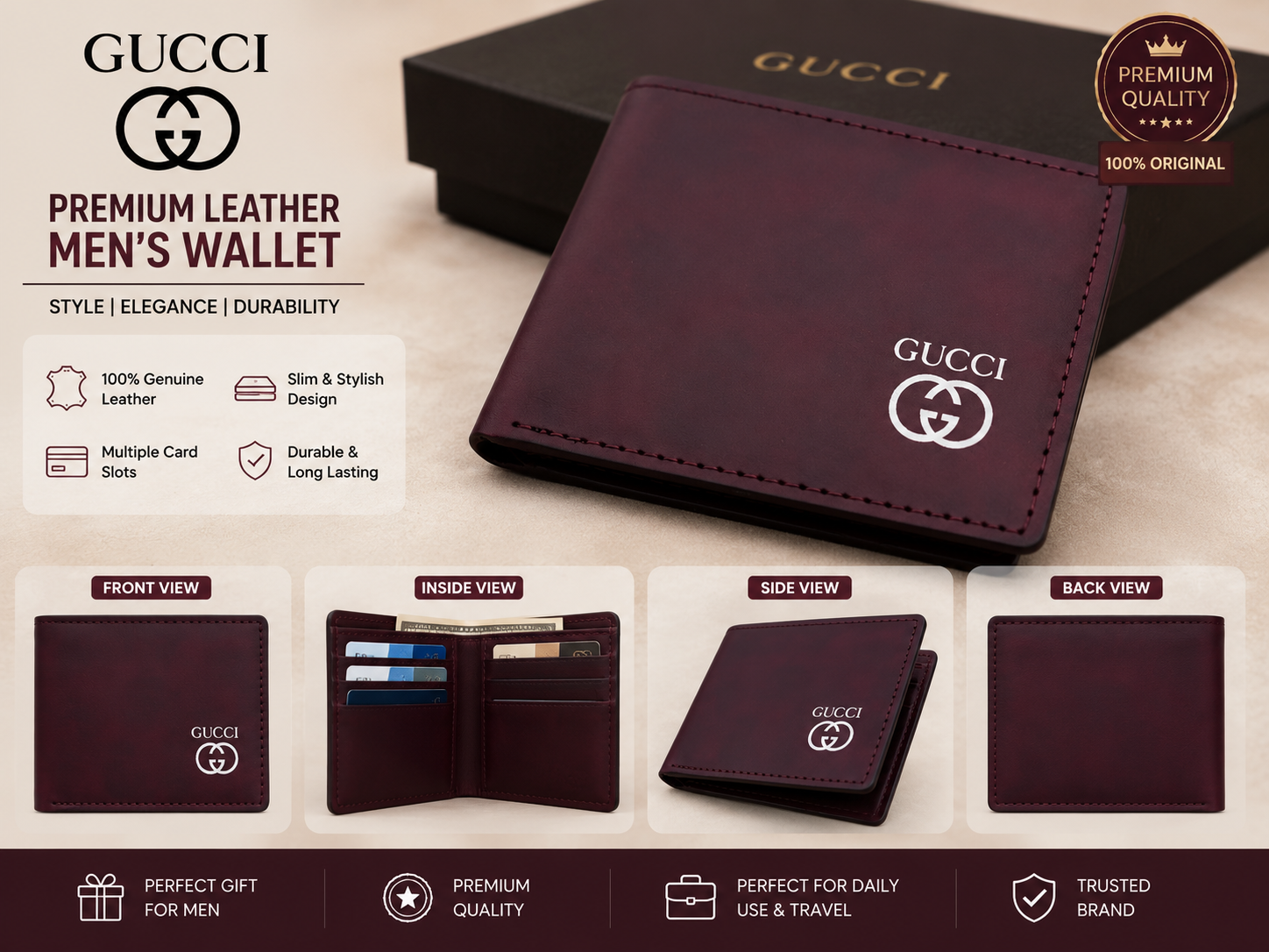 BMW Style Premium Leather Men Wallet for Men | Bifold Wallet | Card Holder | Cash Pocket | Brown Leather Wallet